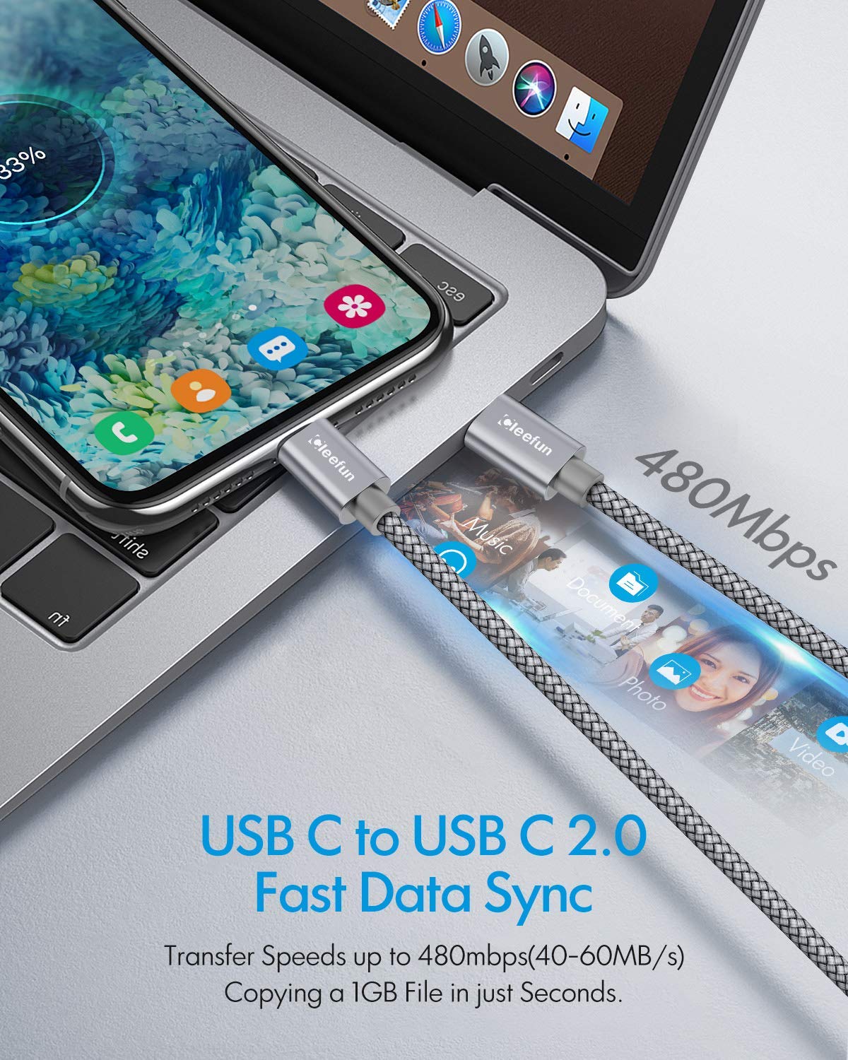 Thumbnail 4 de CLEEFUN Extra Long USB C to USB C Cable 8M/26ft – 60W PD Fast Charging