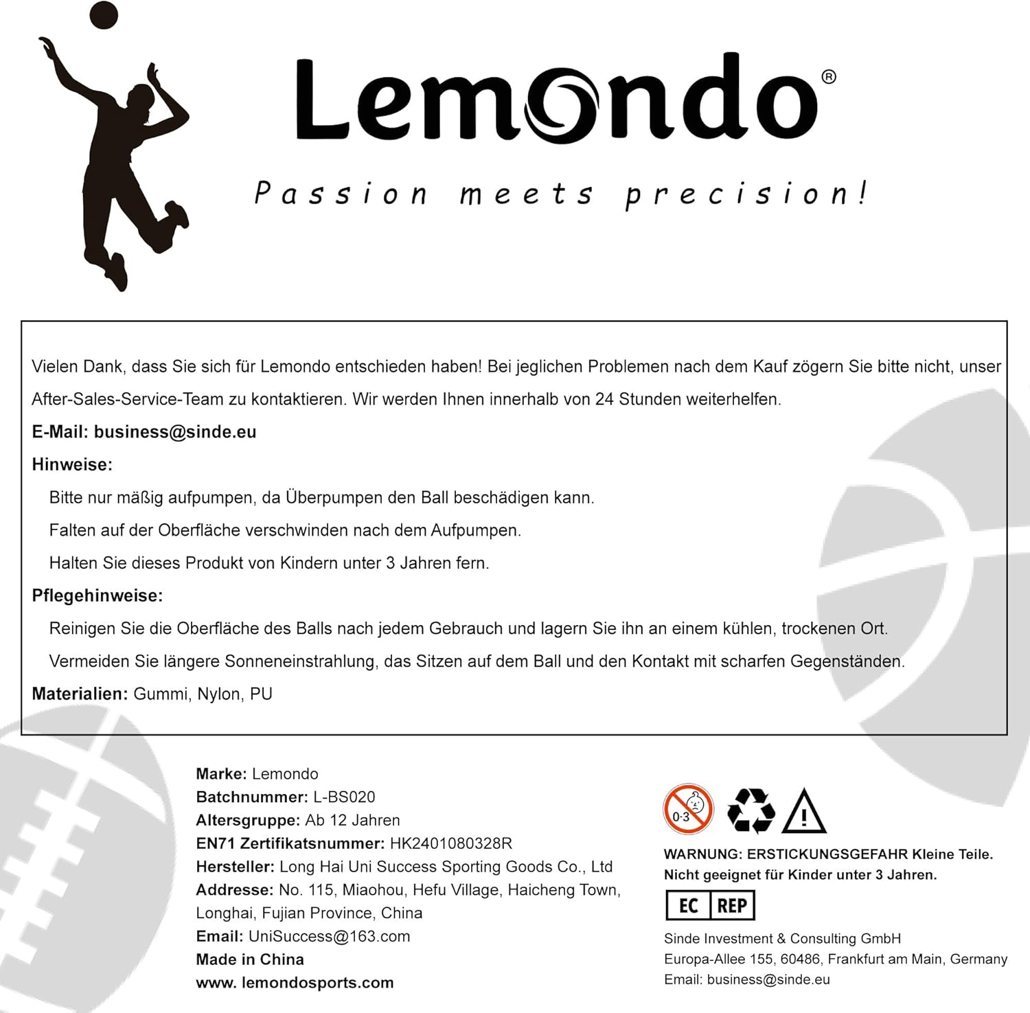 Thumbnail 3 de Lemondo Volleyball PU Weich Beachvolleyball – Wasserfest, mit Pumpe, Indoor/Outdoor