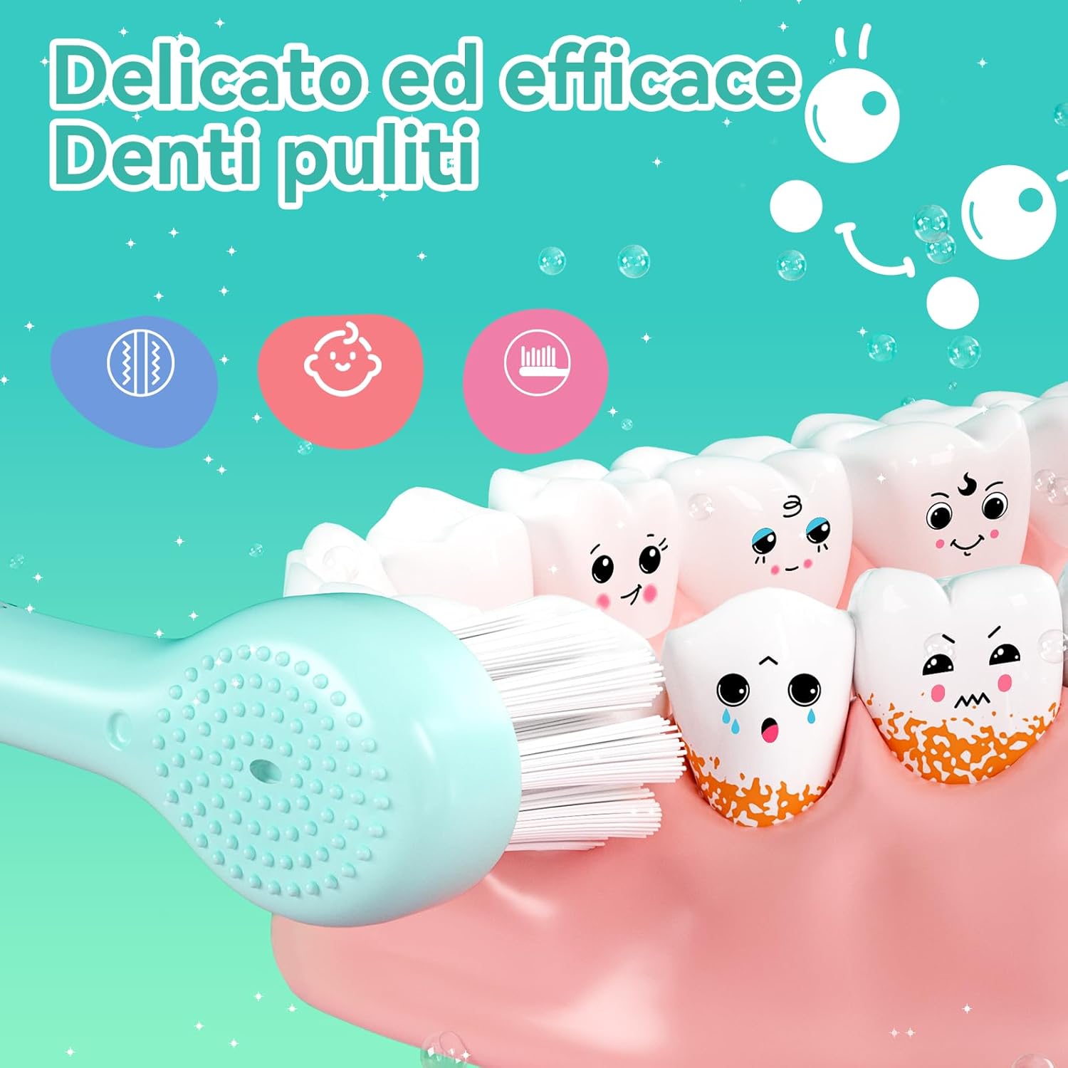 Thumbnail 4 de Spazzolino elettrico bambini Seago SG-2139 (modello balena) con LED, 8 testine e ricarica magnetica, blu