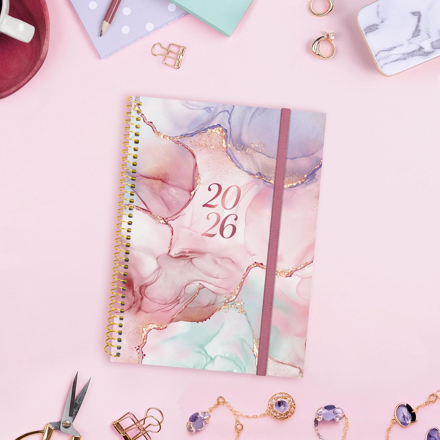 Detalle de Finocam Agenda Spirale 2026 “Spirale Design Collection” Goldy – 1 giorno per pagina, gennaio-dicembre
