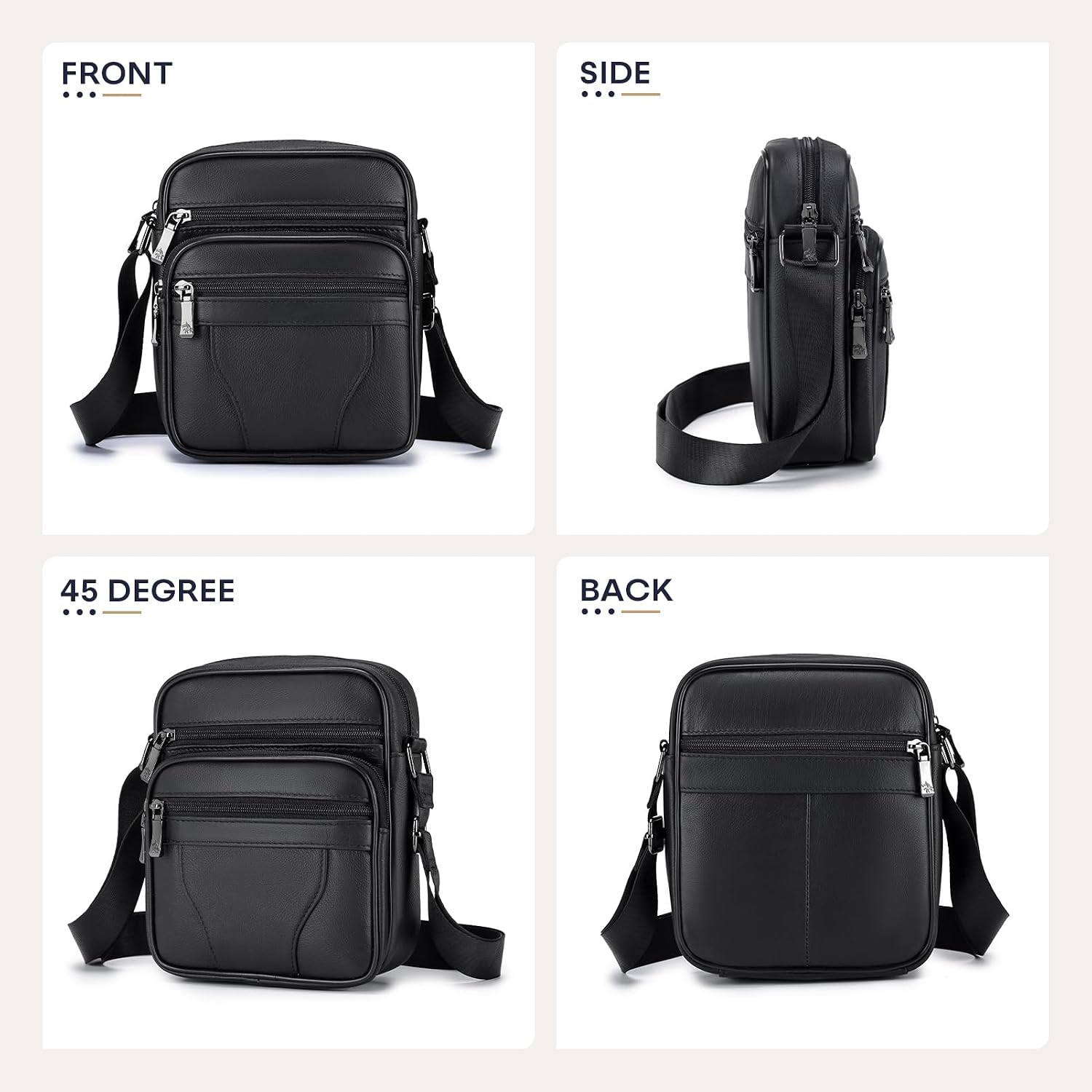 Thumbnail 5 de BAGZY Sacoche Homme Bandoulière Cuir Véritable Petit Sac