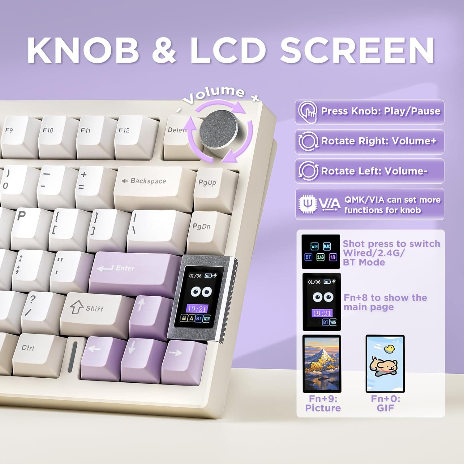 Thumbnail 6 de YUNZII AL80: Drahtlose 75% Mechanische Tastatur mit Aluminiumgehäuse, LCD-Display und QMK/VIA