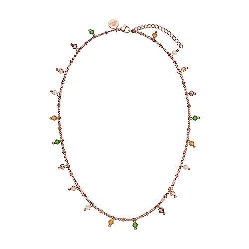 Detalle de Purelei Boho Halskette Rosegold – Wasserfest, Edelstahl, bunte Glasperlen, 40–45 cm verstellbar