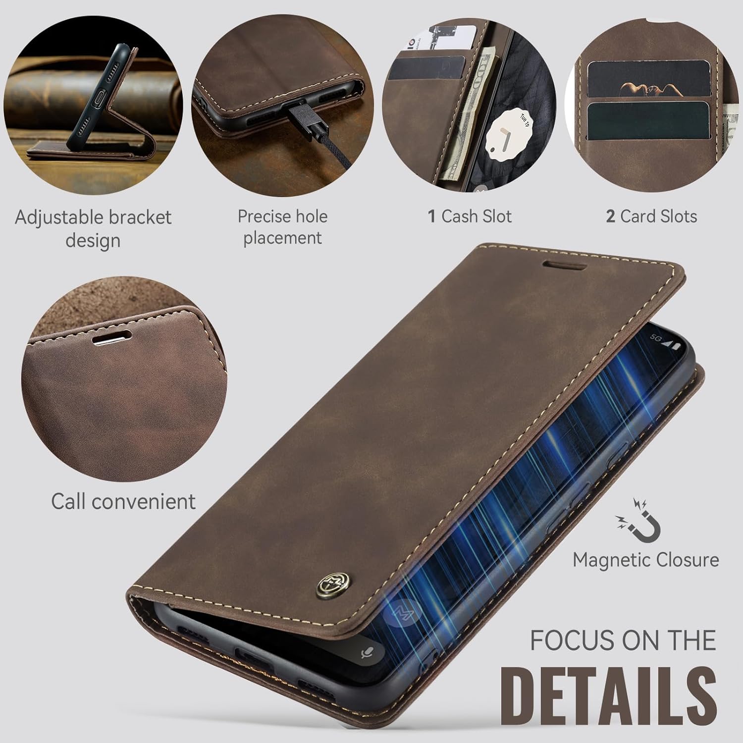 Thumbnail 1 de Lanranwa Leder-Flip-Hülle für Samsung Galaxy S20 5G – Premium Klapphülle mit Standfunktion, Kartenfächer und Magnetverschluss (Farbe Kaffee)