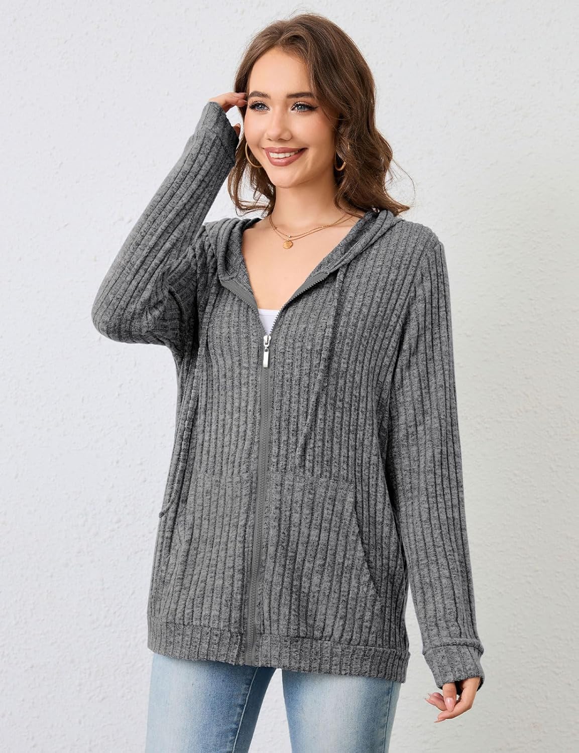 Thumbnail 2 de Flikity Zip Hoodie Damen mit Reißverschluss und Kapuze – weicher Kapuzenpullover für Frühling & Herbst