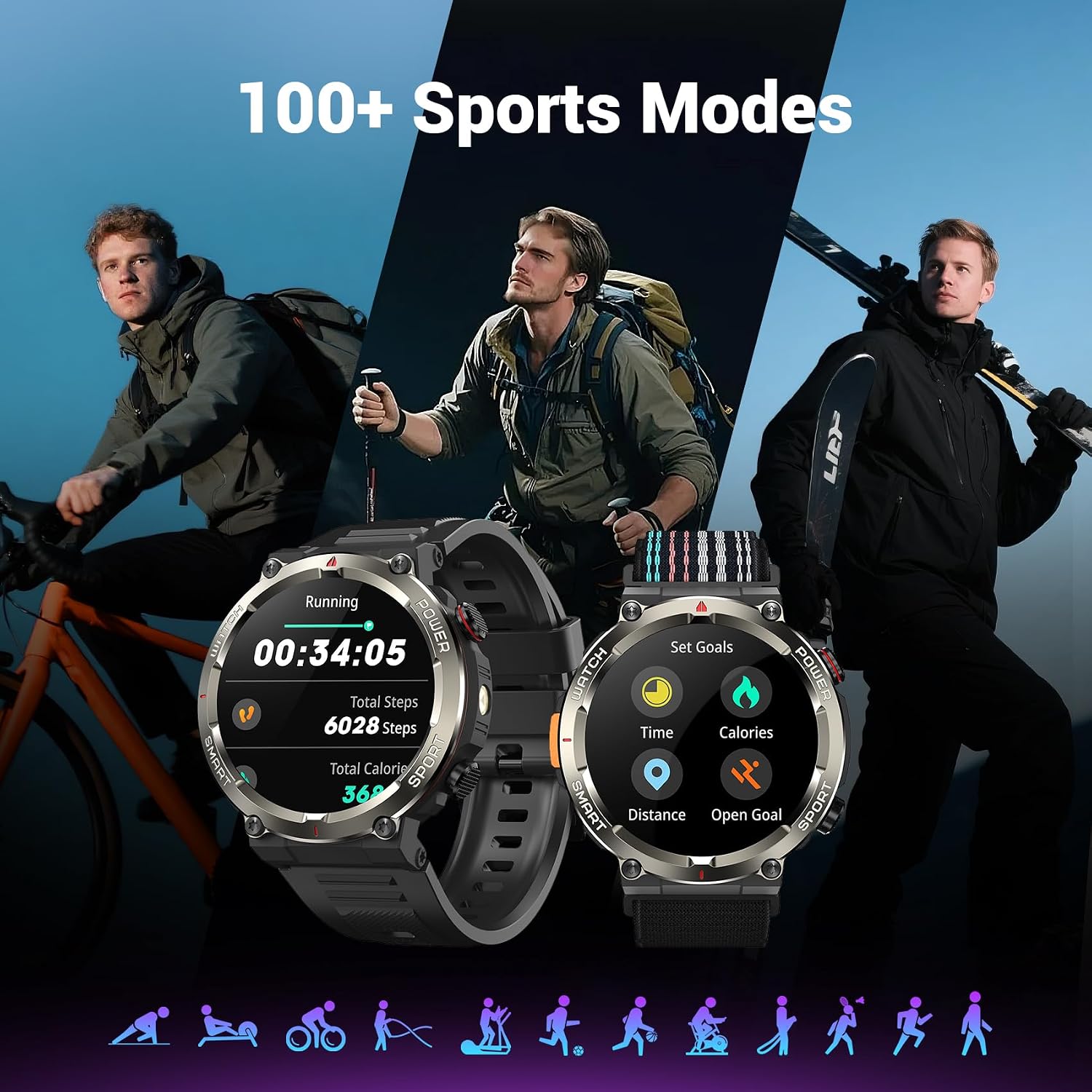 Thumbnail 6 de Blackview Military Smart Watch 1.45" fitness tracker
