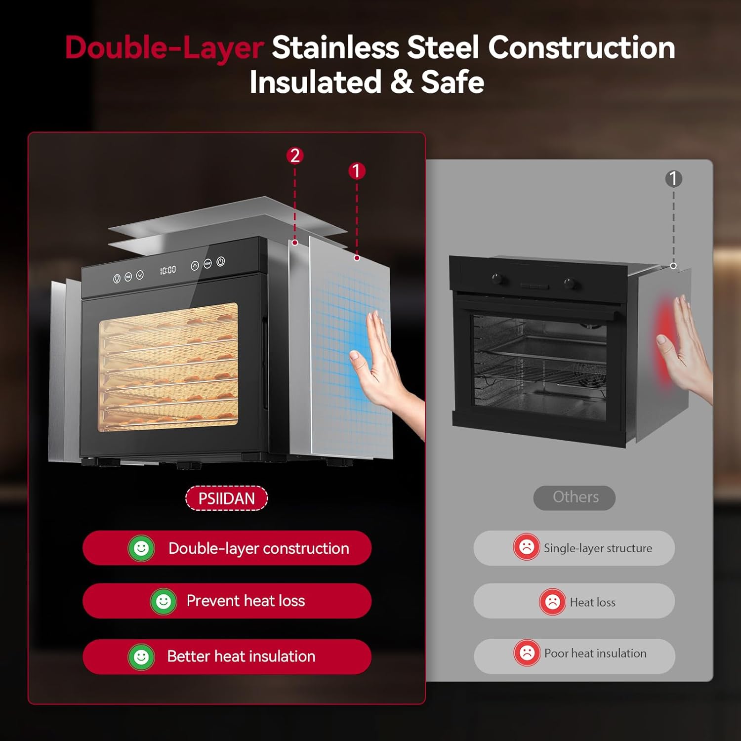 Thumbnail 3 de Food Dehydrator 8-Tray, 650W Adjustable Timer 🍽