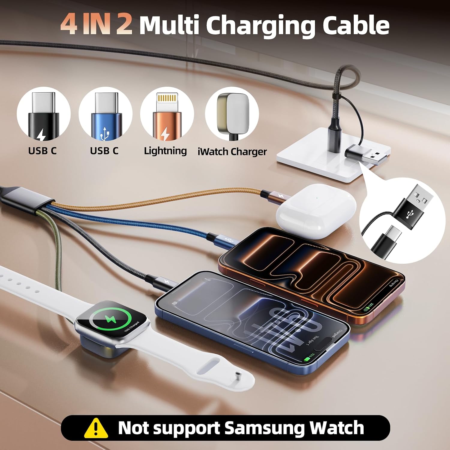 Detalle 2 de Multi-Device Charging Cable 5 ft