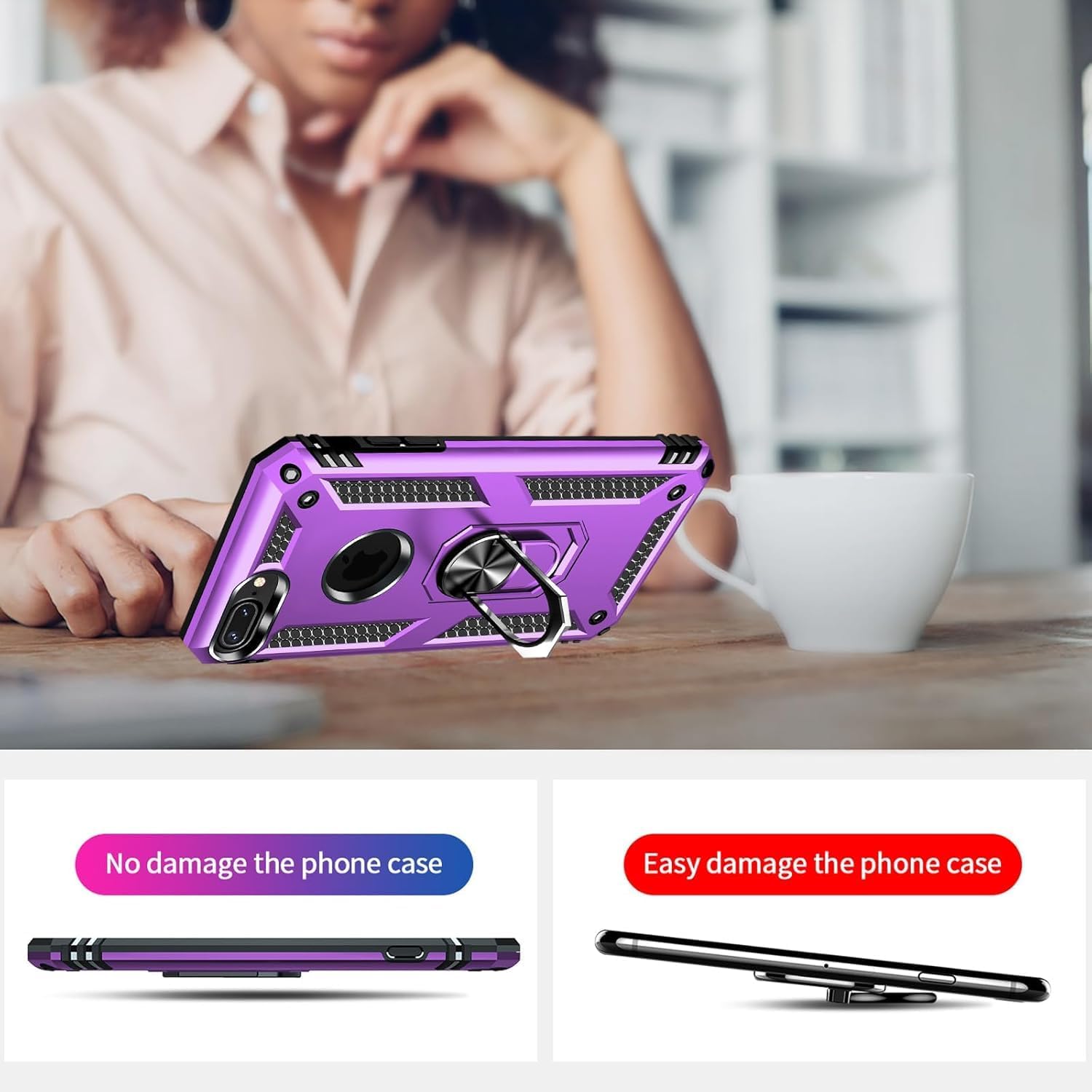 Thumbnail 5 de Yiakeng iPhone 8 Plus/7 Plus Case with Screen Protector Purple