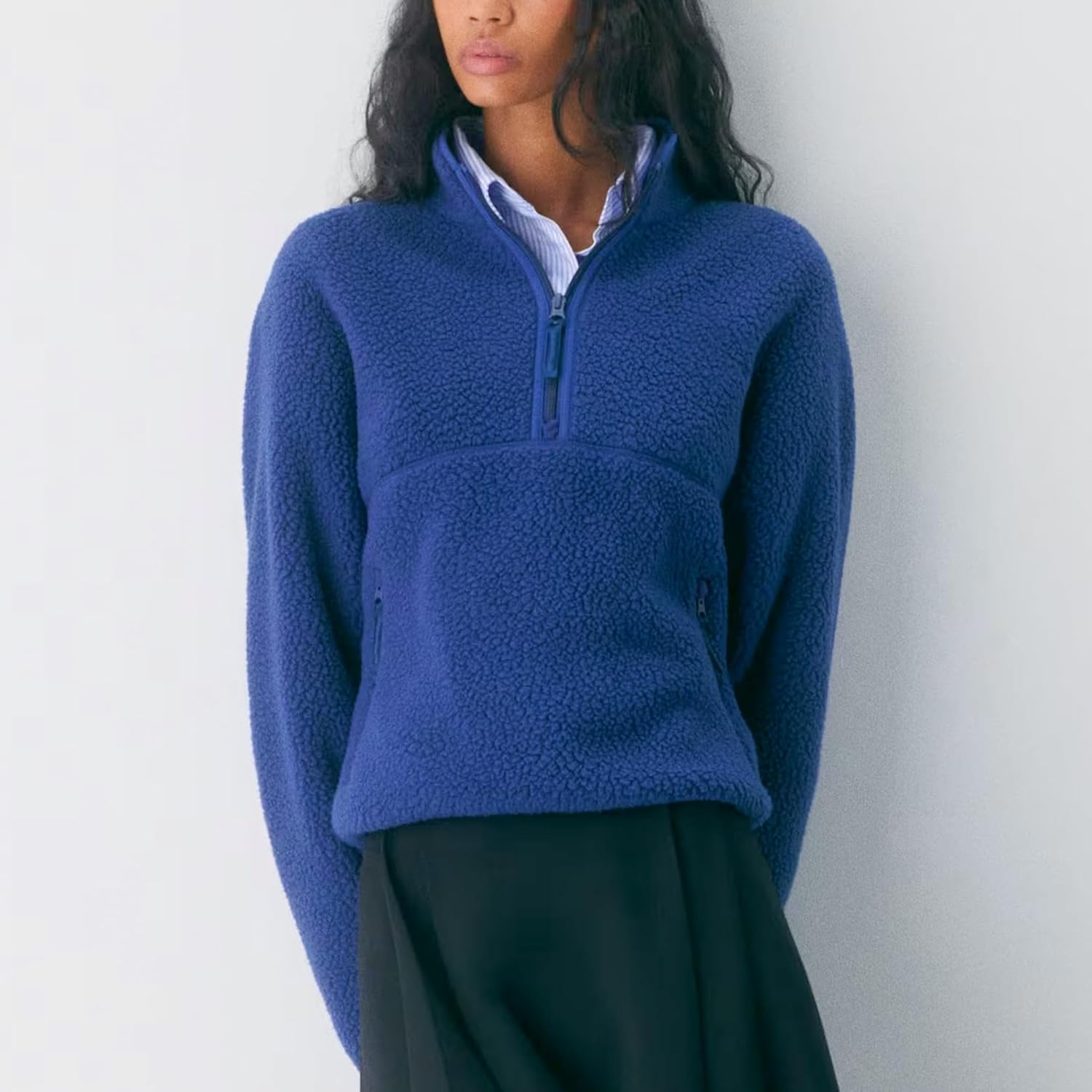 Thumbnail 4 de Keeliya Women's Quarter-Zip Sherpa Fleece Pullover, Polyester Mock Neck