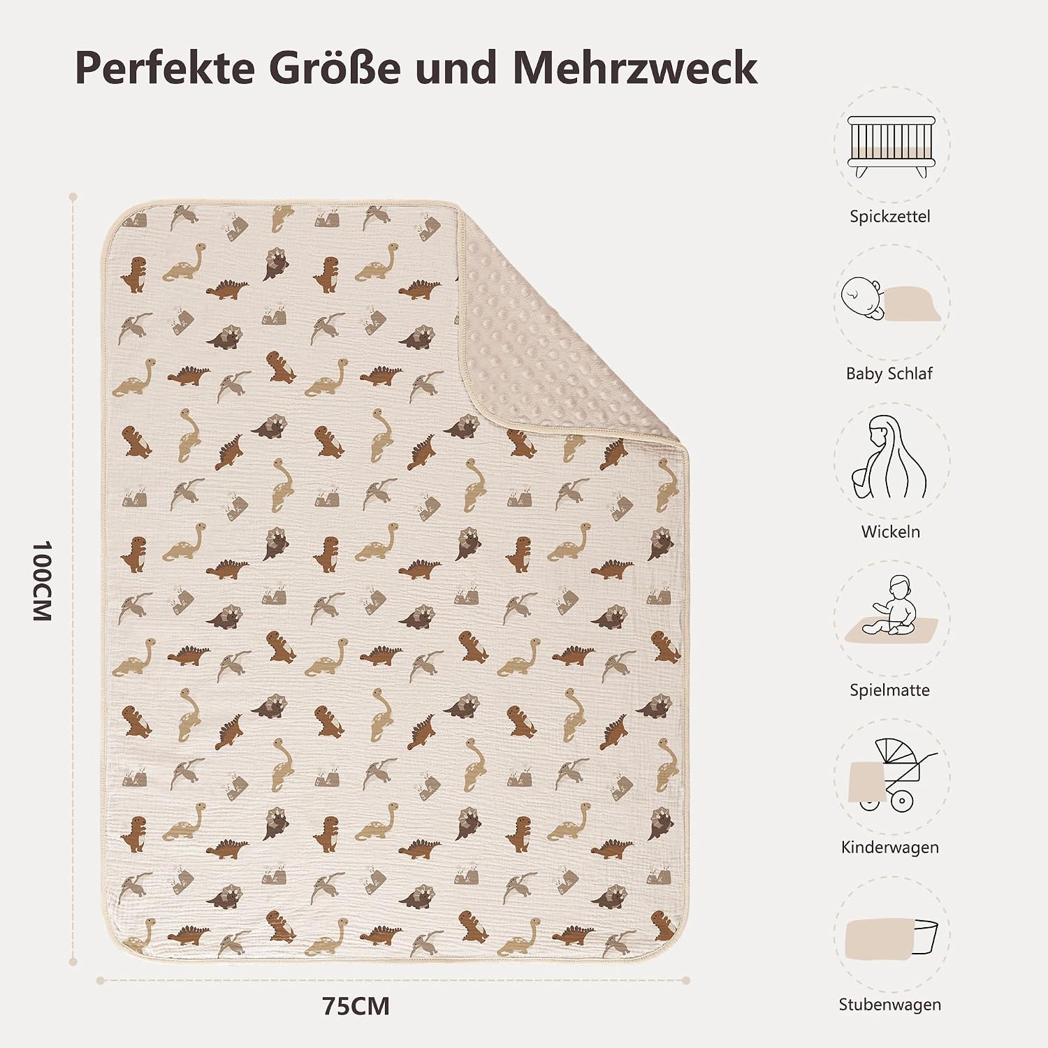 Detalle de Susurration Babydecke 75x100 cm Weiche Krabbeldecke