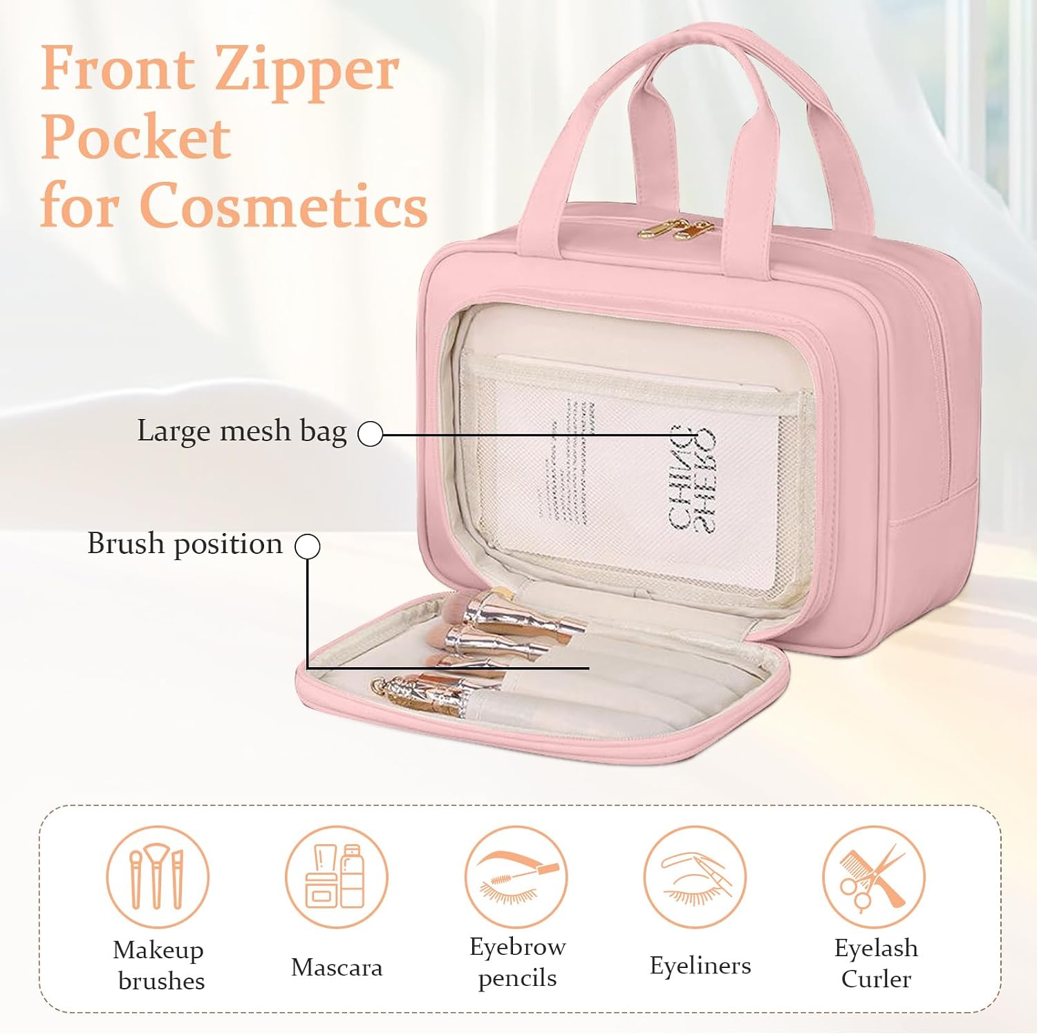 Thumbnail 2 de SYEXDZON Full Size Toiletry Bag: Large Wide-Open Travel Cosmetic Case (Pink)