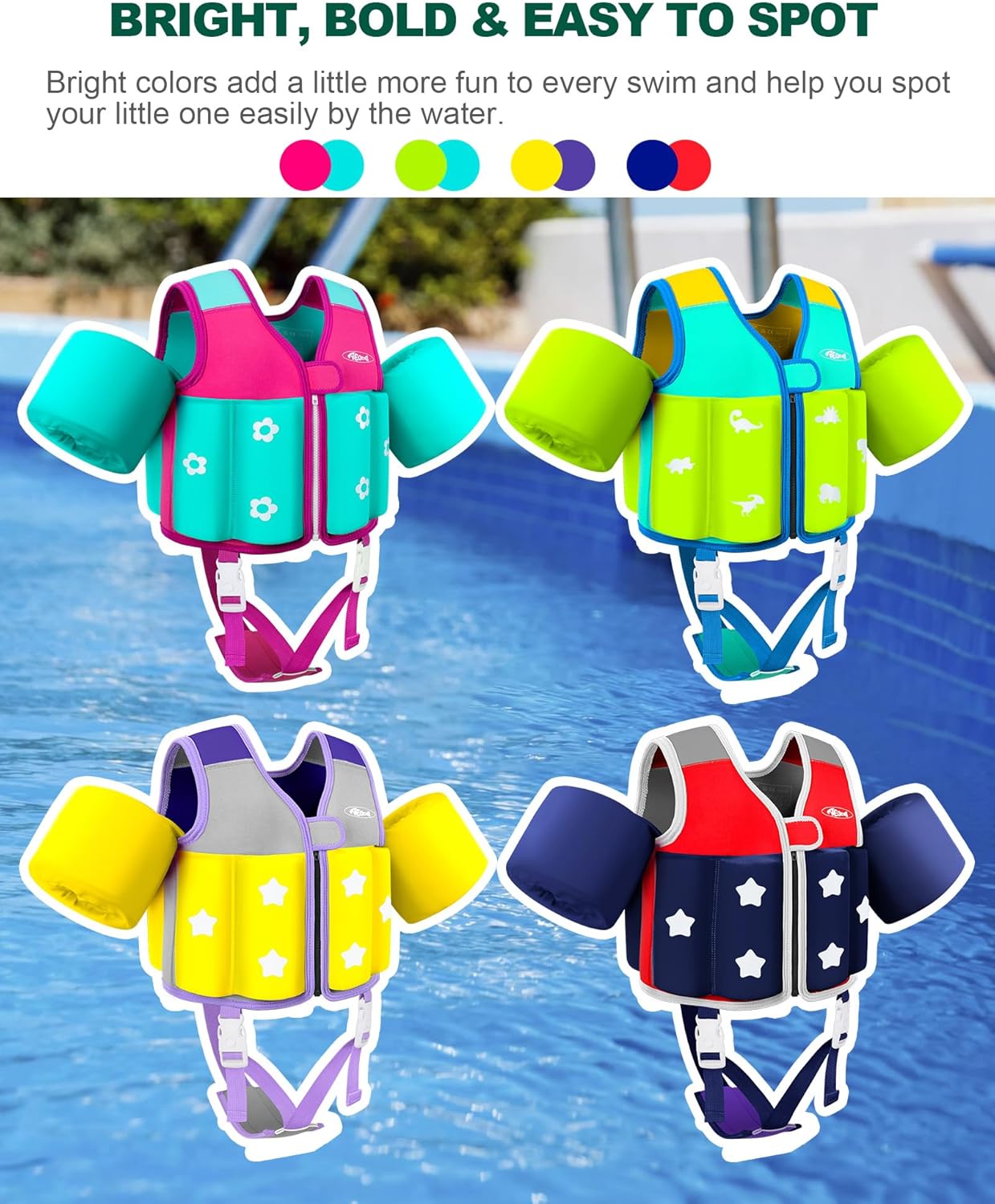 Thumbnail 6 de Kids Pool Floaties 1-9 Years Old Toddler Swim Vest with 20-70 Lb Range
