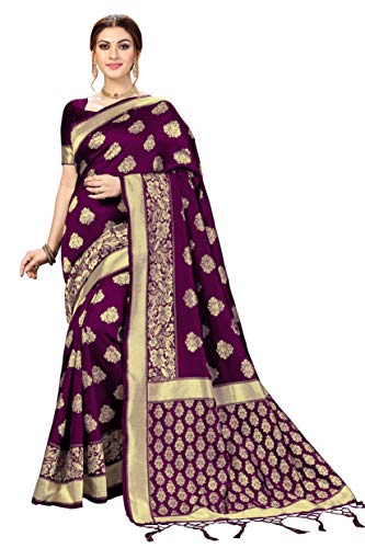 Imagen de Nivah Fashion Banarasi Art Silk Saree with Blouse Piece – Pink en OfertitasTOP