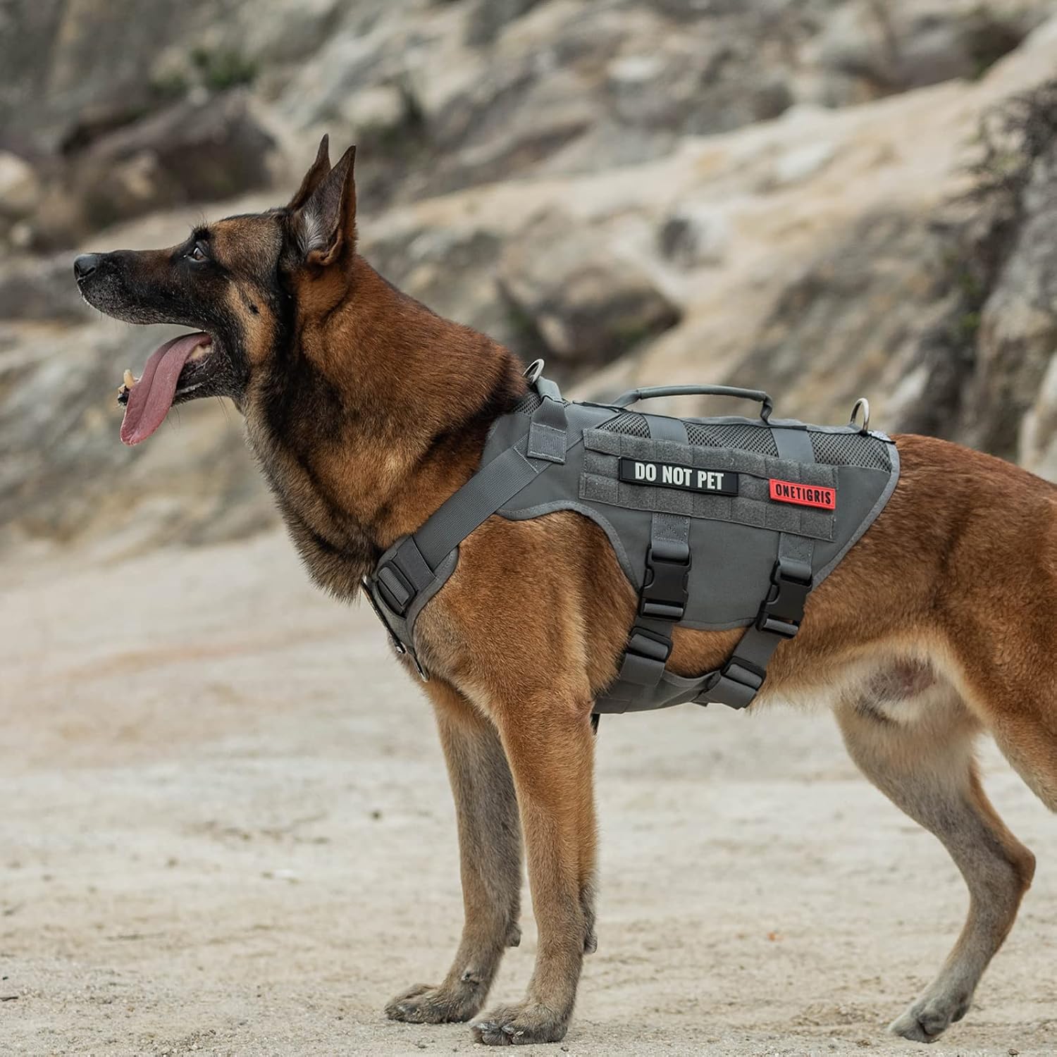 Thumbnail 6 de OneTigris AIRE Mesh Tactical Dog Harness (Grey) with handle and breathable air-mesh design