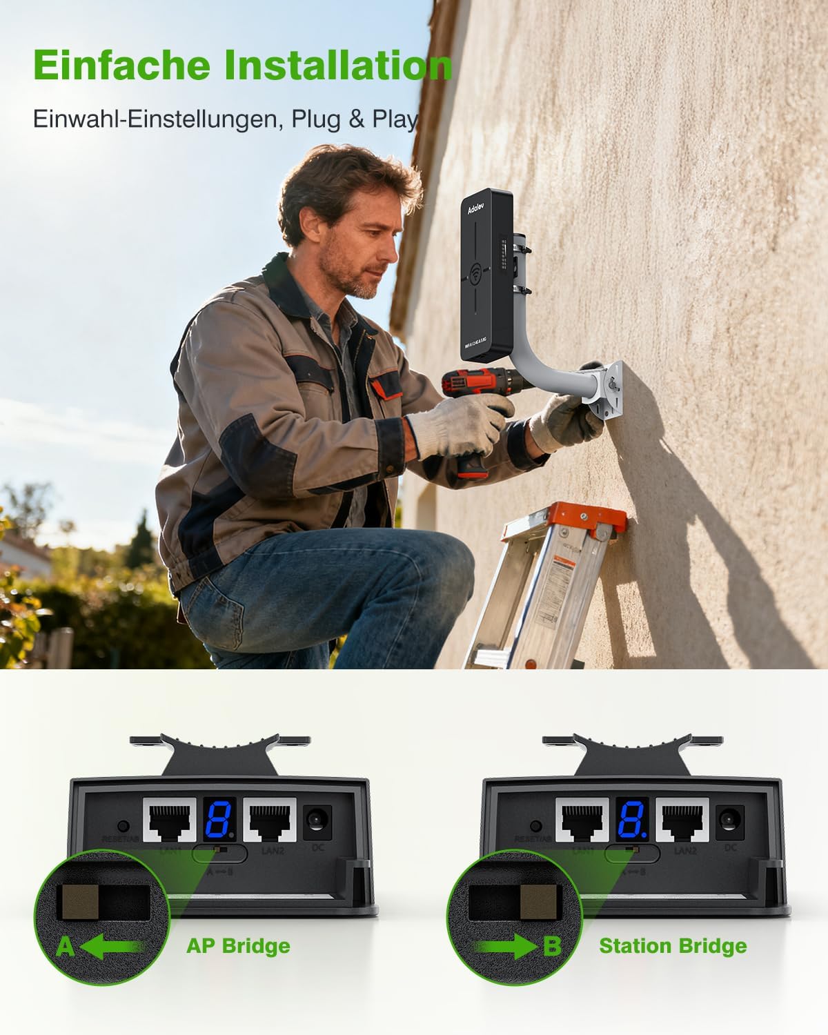 Thumbnail 3 de AdaLov CPE882 WLAN-Bridge Outdoor für WiFi 6, 5 km