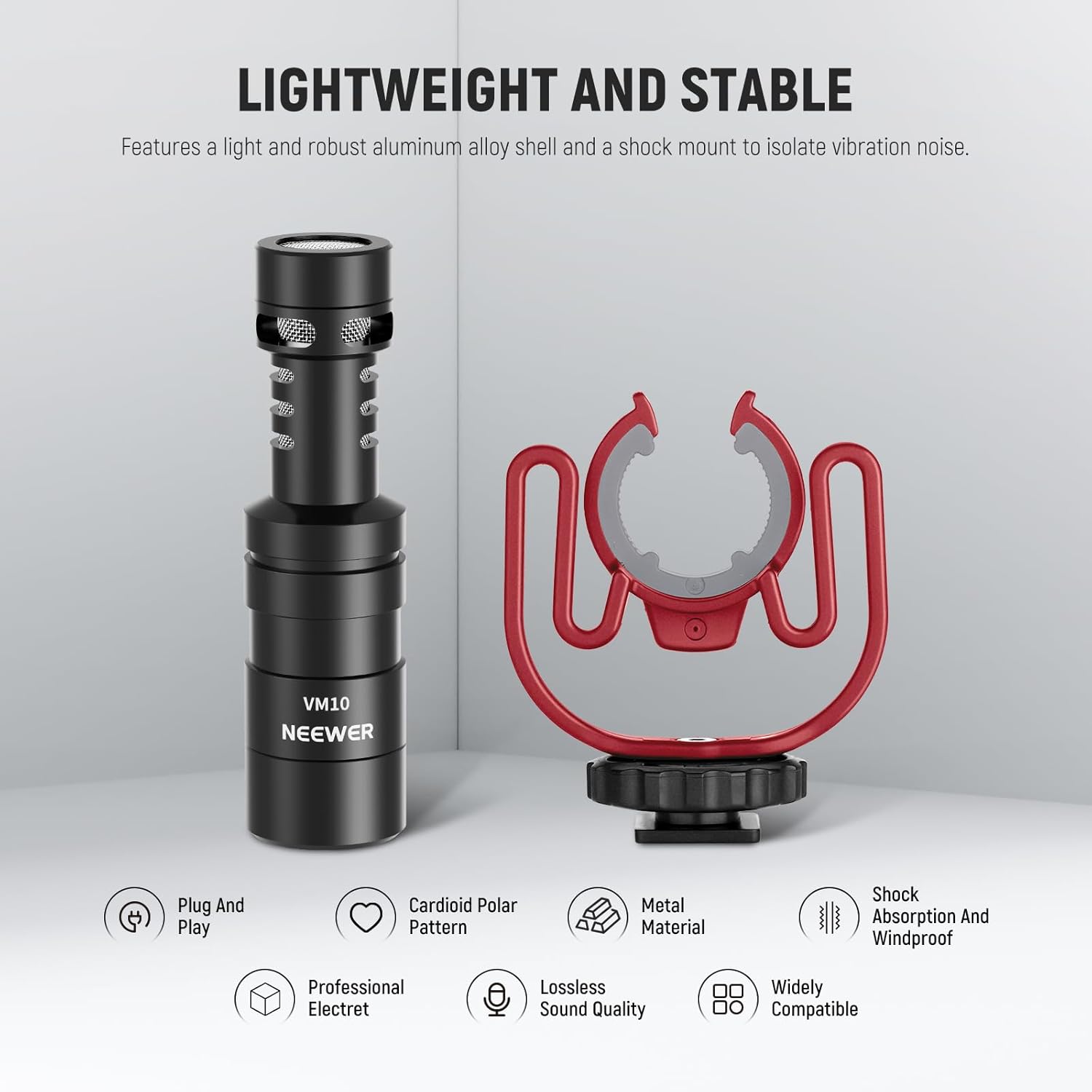 Thumbnail 3 de NEEWER Vlog VM10 mini micro supercardioïde Plug & Play (TRS 3,5 mm) pour iPhone, Android et Mac