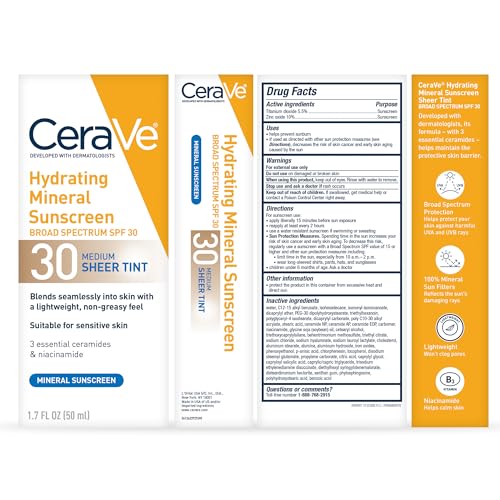 Thumbnail 8 de CeraVe Tinted Sunscreen for Face SPF 30 Mineral Moisturizer (Medium, 1.7oz)