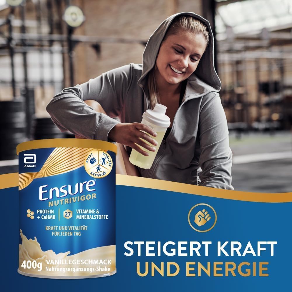 Detalle de Ensure NutriVigor Vanille 400 g – Nährstoffshake mit Protein, 27 Vitaminen & Mineralstoffen
