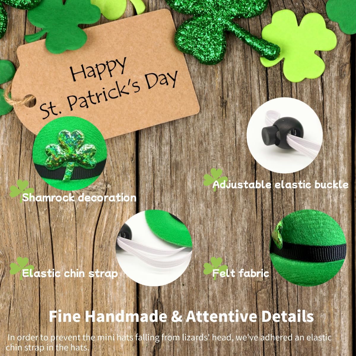 Thumbnail 1 de St Patrick’s Day small animal costume set (4pcs, green) with adjustable collar, bow tie & hats for guinea pig, rabbit, hamster and more (XS – 4pcs green set)