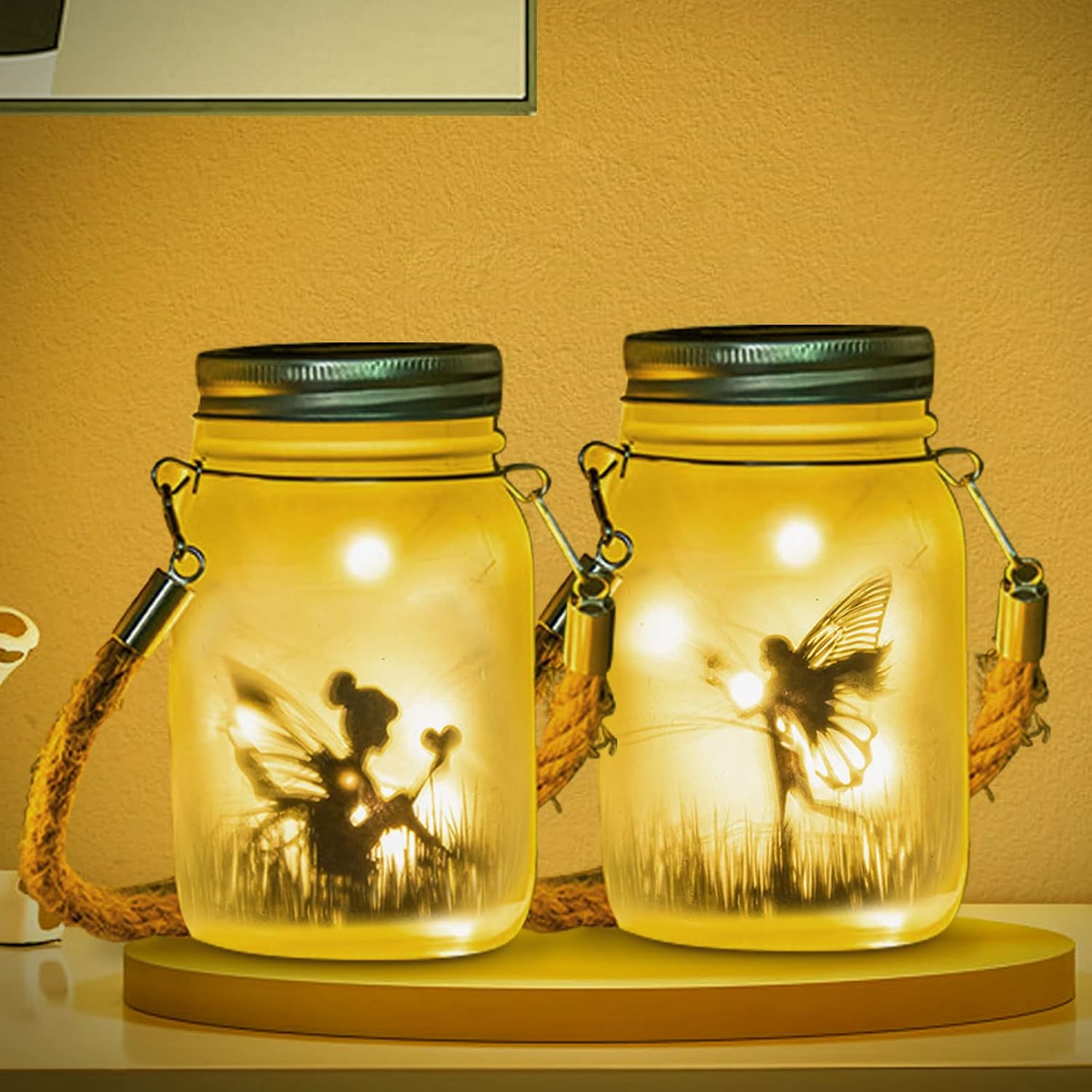 Thumbnail 2 de MLOQI 2 Hanging Solar Lanterns for Outdoor Garden — Fairy Mason Jar Lights