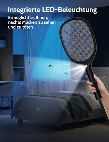 Detalle 2 de Yissvic Elektrische Fliegenklatsche extra stark 4000V – zuverlässiger Insektenschutz für Outdoor-Aktivitäten