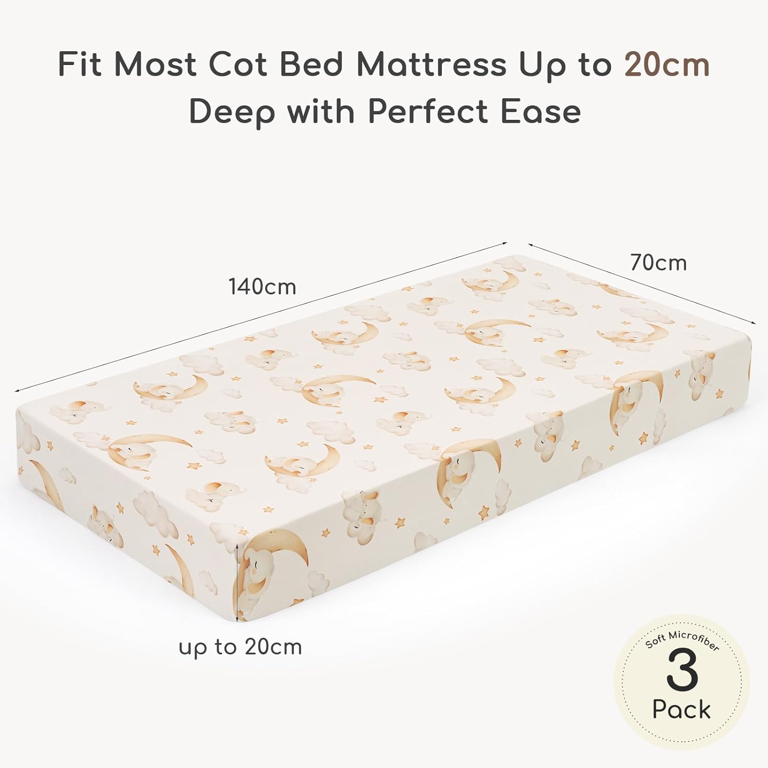 Thumbnail 2 de Yukkidds Cot Bed Sheets 140x70cm 3 Pack – Super Soft Microfibre Fitted Sheets