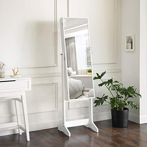 Thumbnail 1 de SONGMICS Armoire à Bijoux JJC69WT: miroir pleine longueur, serrure et rangement 4 étagères