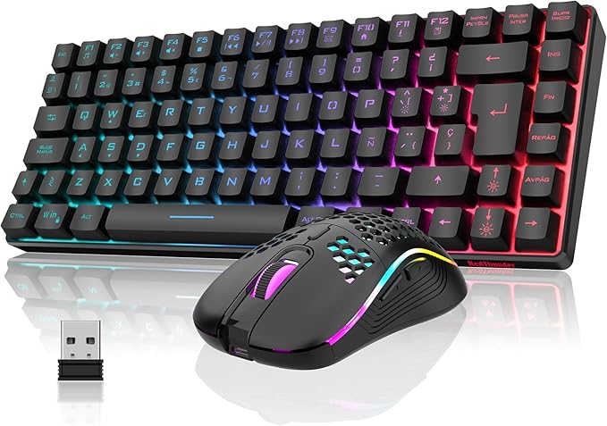 Detalle de RedThunder Teclado Gaming Inalámbrico 75% Retroilum. RGB🖥