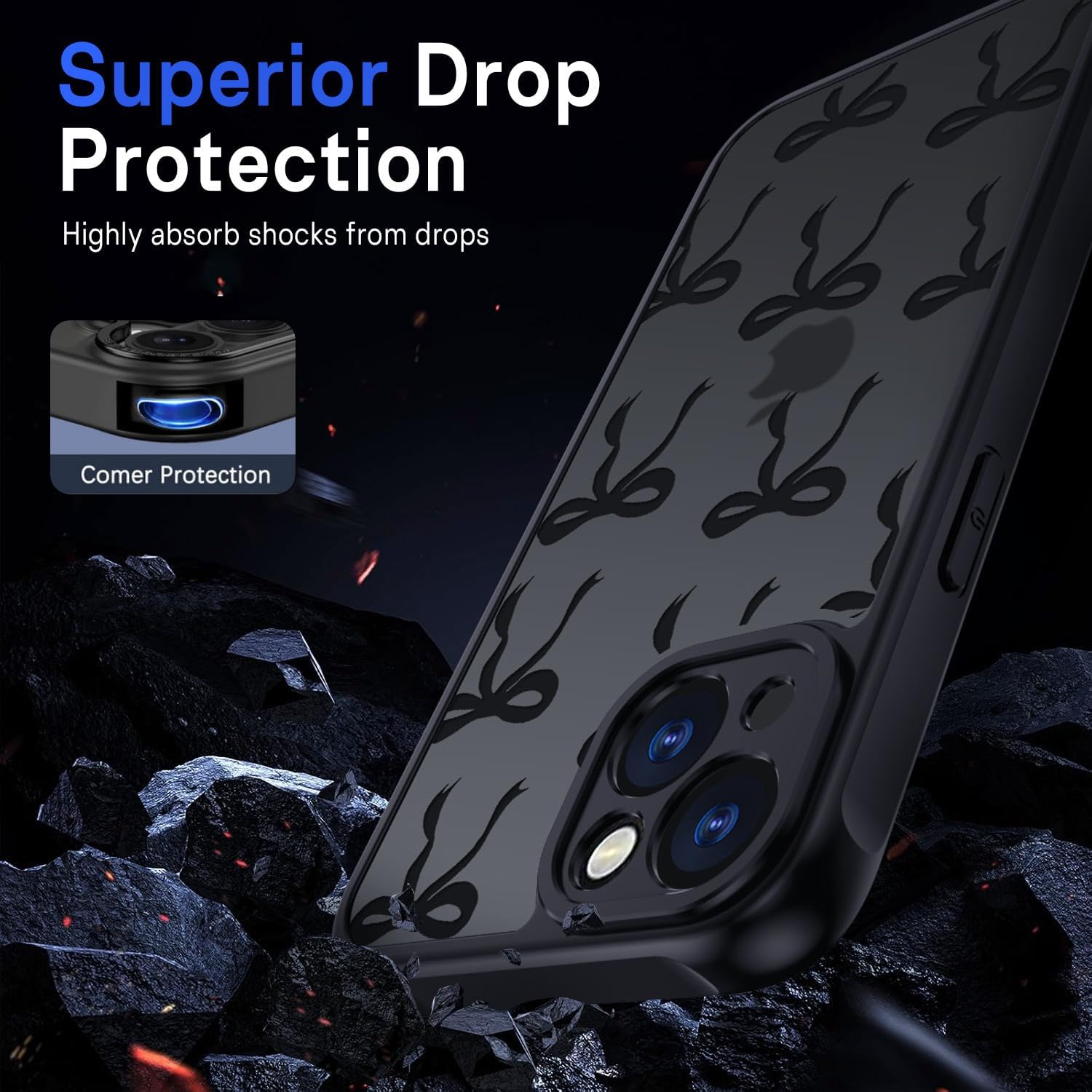 Thumbnail 2 de TUUTPU Coque iPhone 13 motif nœud papillon, matte noir