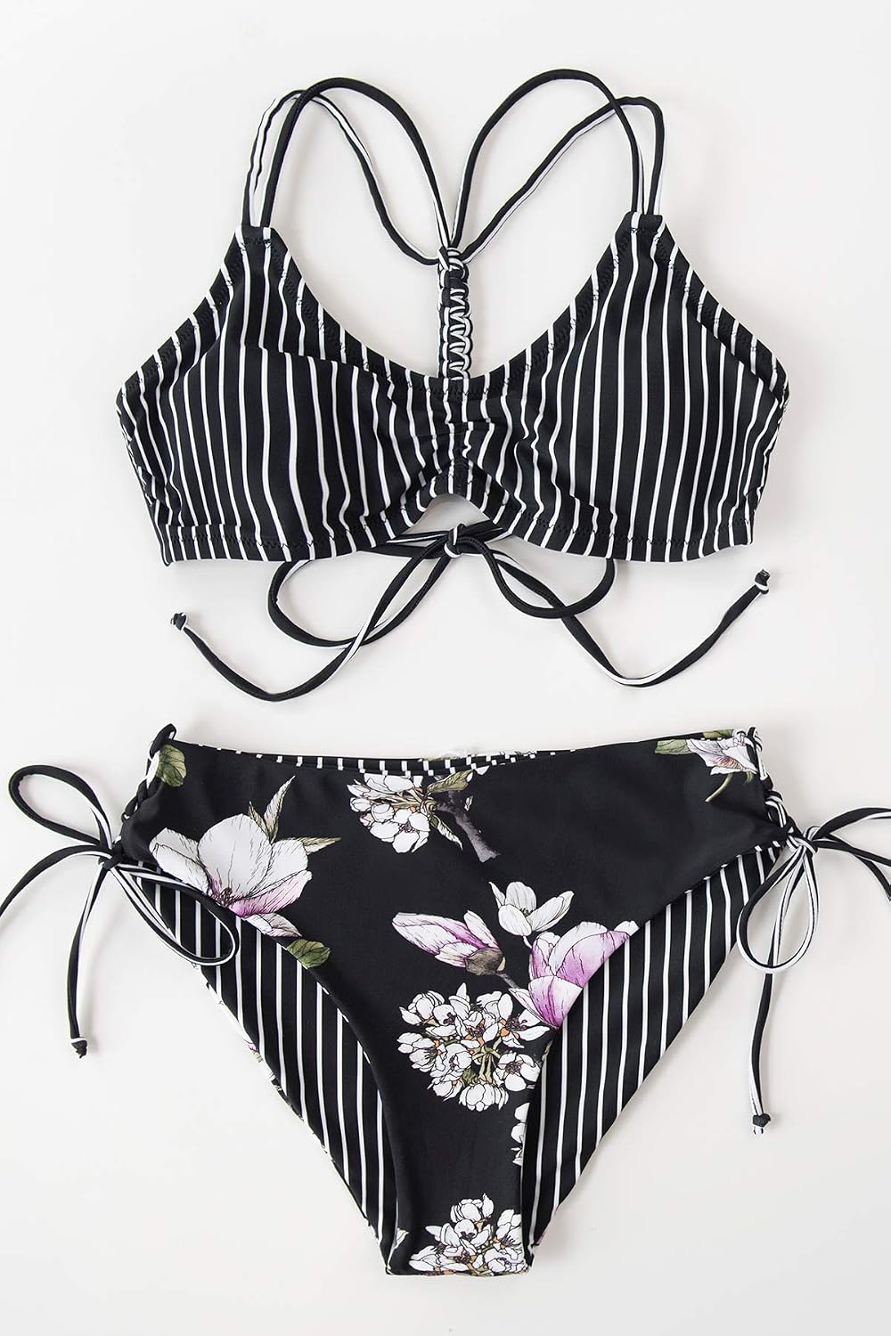 Thumbnail 5 de CUPSHE Bikini rayé 2 pièces Marine et Blanc