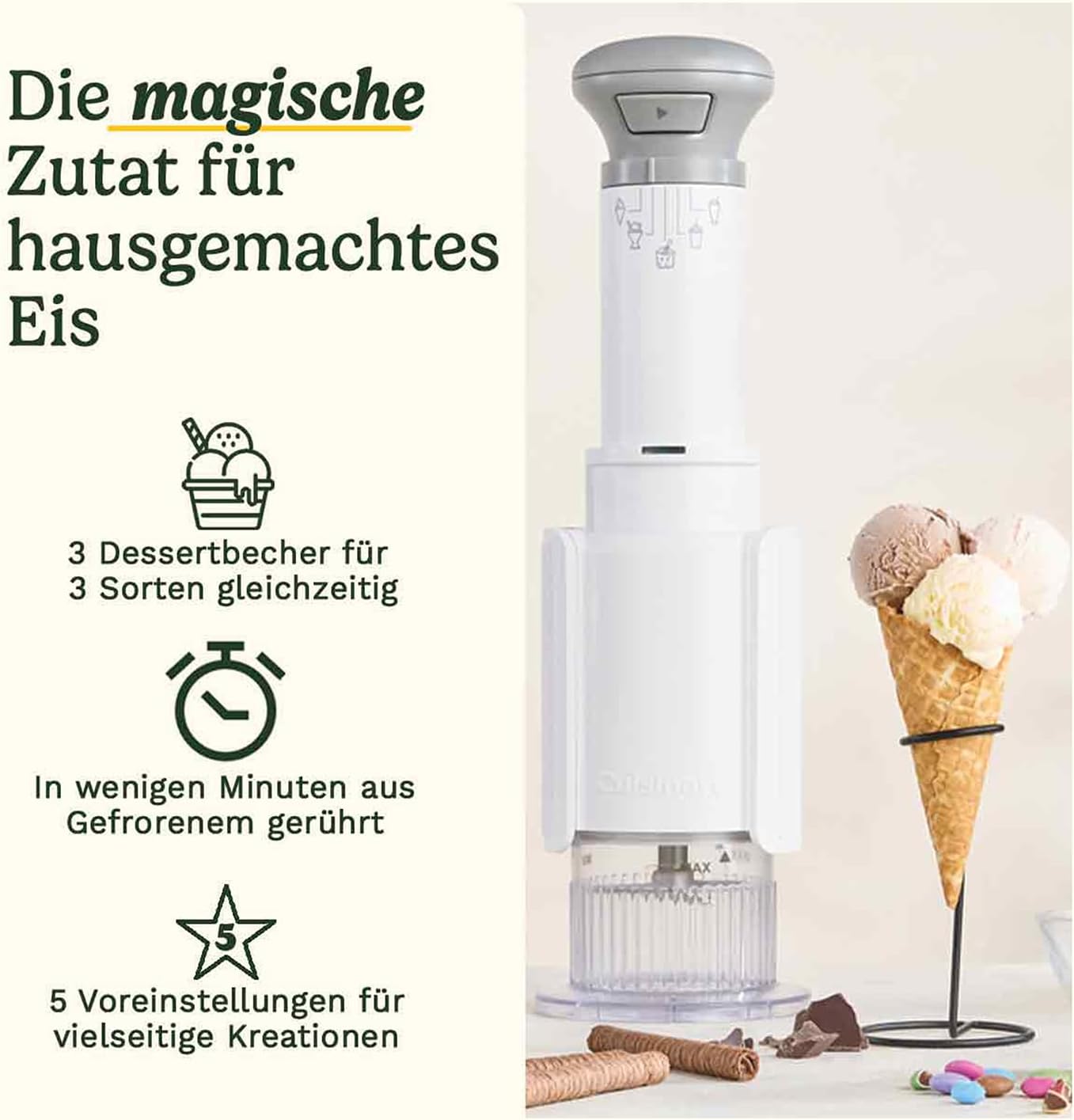 Thumbnail 2 de Cuisinart FreezeWand Eismaschine – 5in1: Eiscreme, Sorbet, Milchshake, Slushie in 3 Bechern