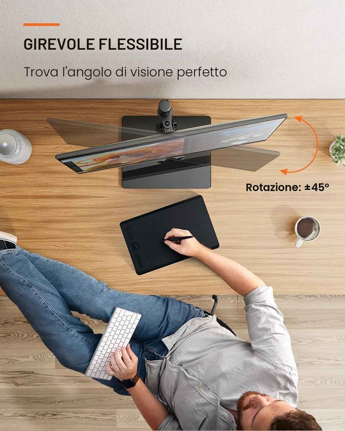 Thumbnail 5 de ErGear Supporto per monitor 13–32" regolabile, VESA 75/100