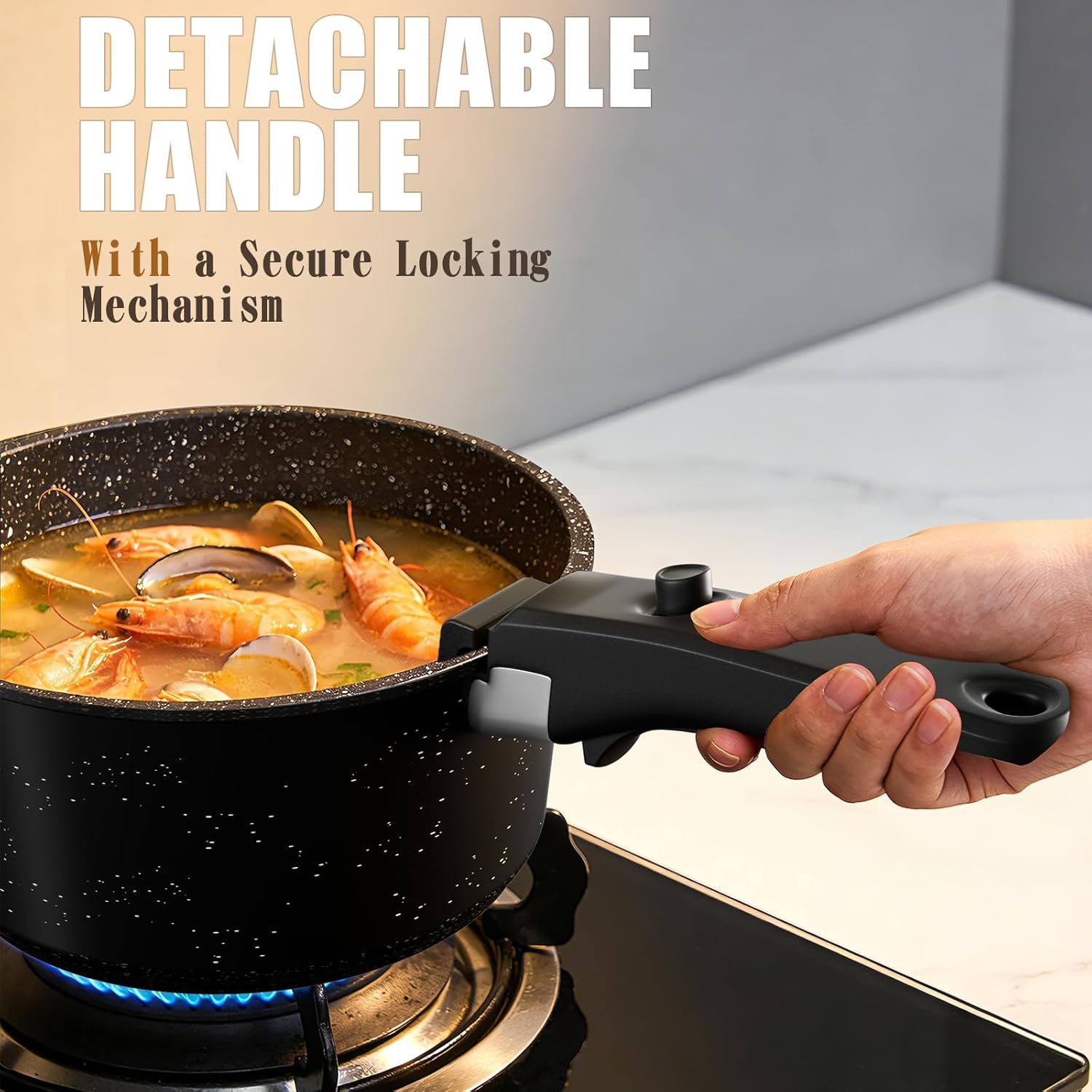 Thumbnail 4 de Umite Chef 21Pcs Pots and Pans Set with Detachable Handles: Healthy Nonstick, Induction Ready, and Space-Saving