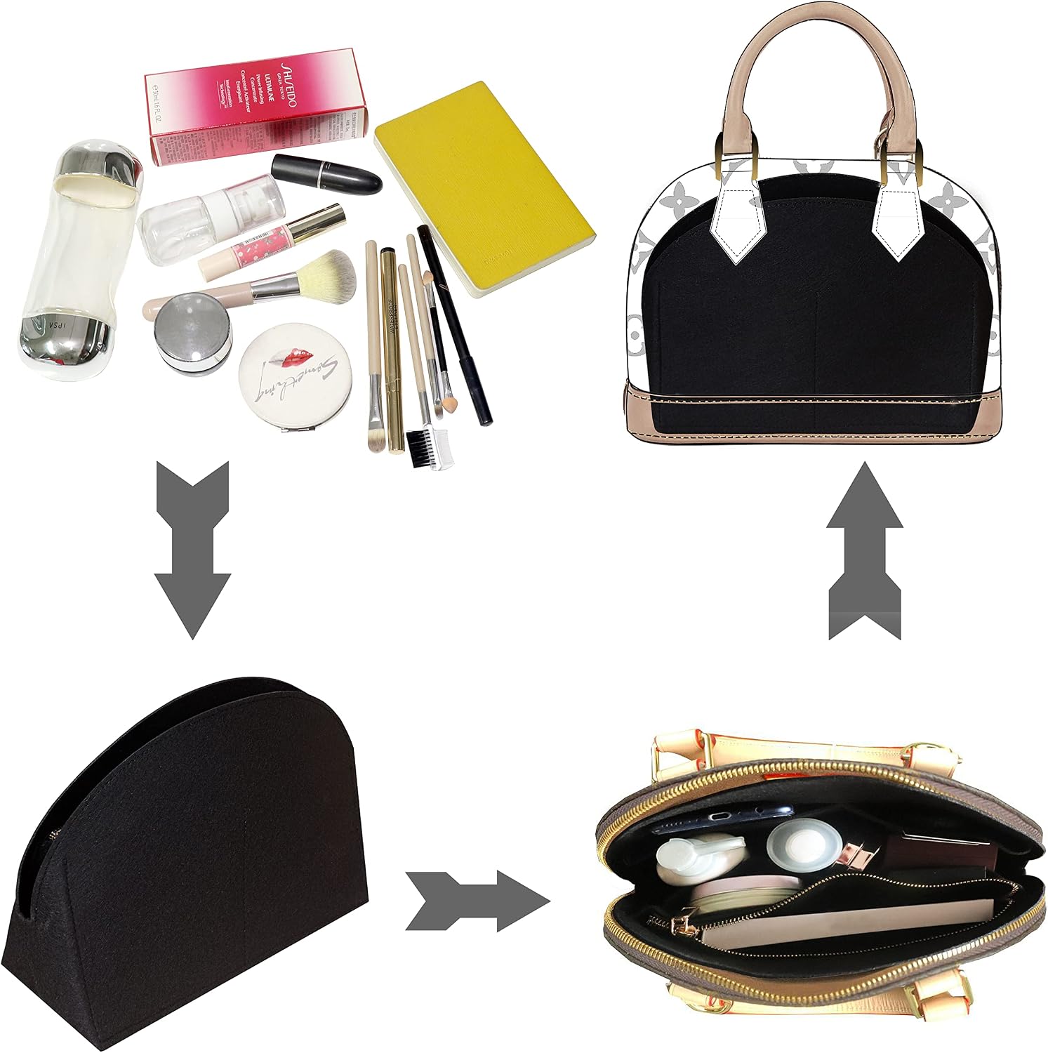 Thumbnail 3 de Soyizom felt bag organiser insert for Alma BB / Alma PM (felt liner organiser)