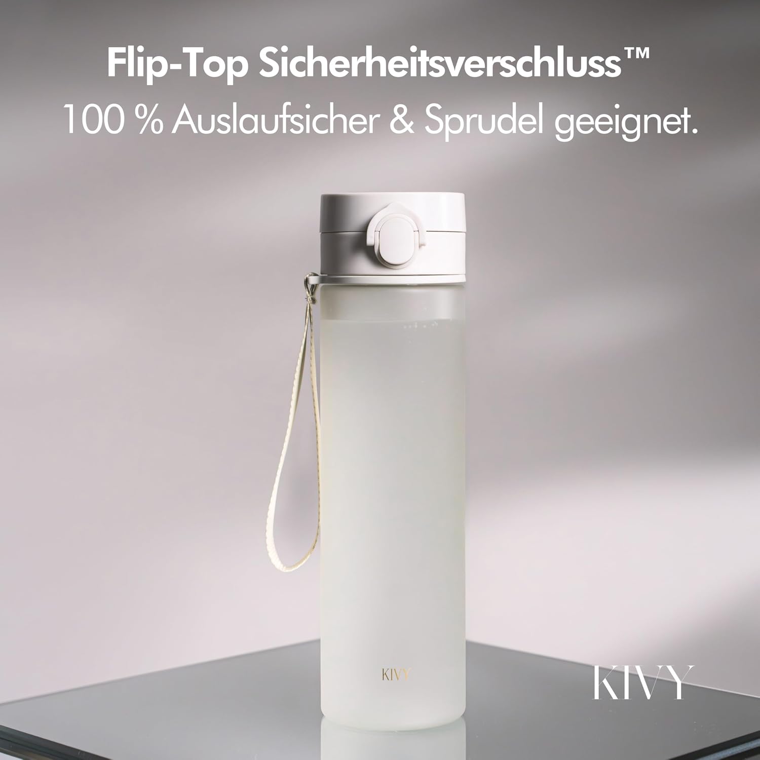 Detalle de KIVY Tritan Trinkflasche 1 l – auslaufsicher, kohlensäuregeeignet & BPA-frei