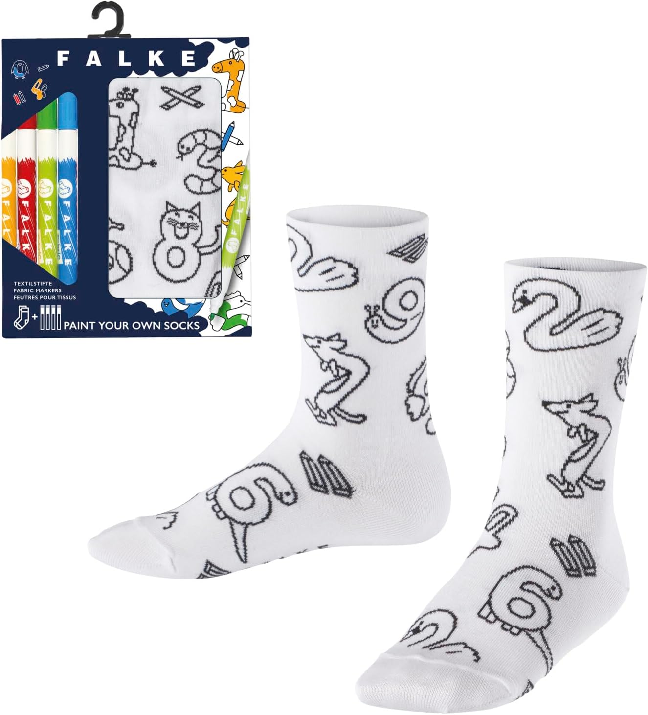 Detalle de FALKE mixte enfant Paint Your Own Socks – chaussettes respirantes en coton renforcé à personnaliser