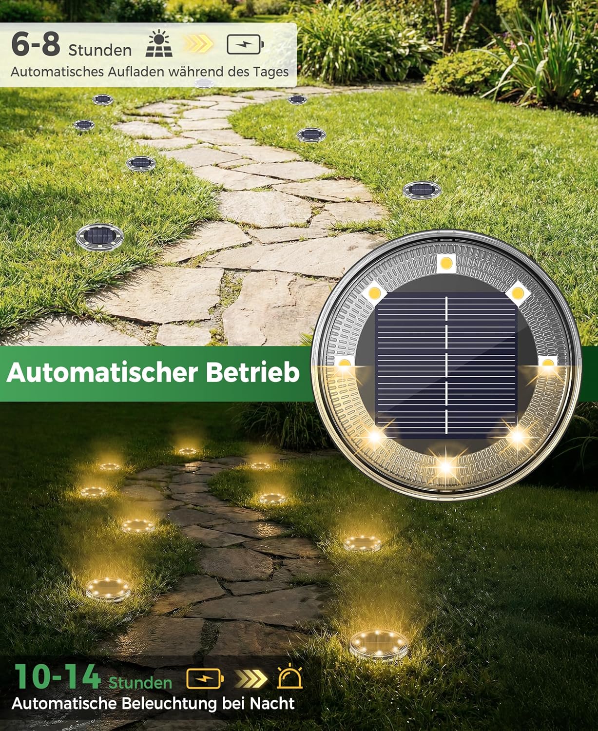 Thumbnail 2 de LOTMOS 6er-Set Solar-Bodenleuchten für außen mit 8 LEDs, IP68, warmweiß