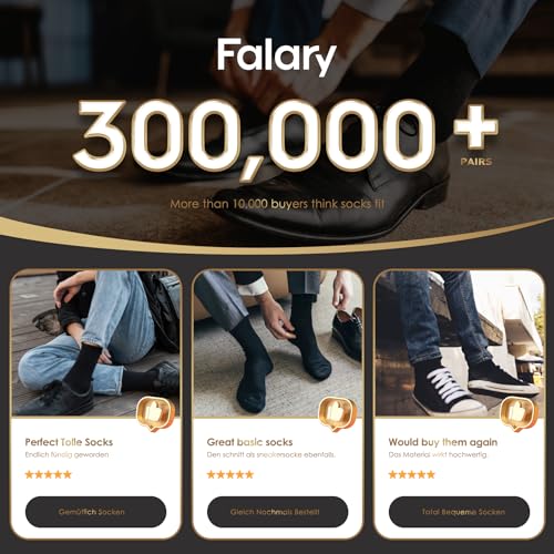 Detalle 2 de FALARY Mens Socks 12 Pairs Black Cotton Comfort for Everyday Wear