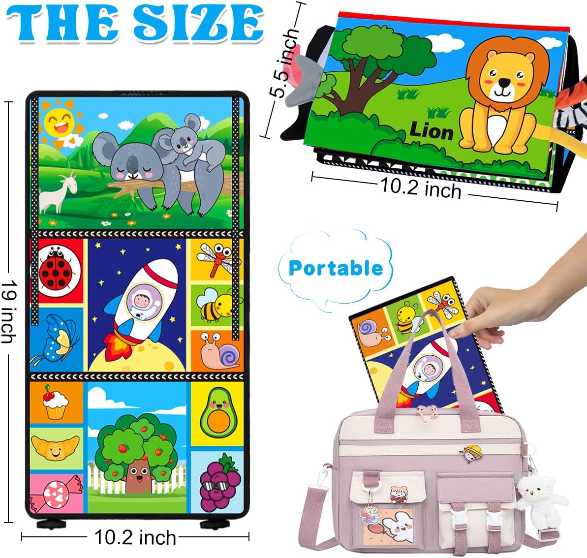 Thumbnail 6 de Baby Toys 0–6 Months Tummy Time Mirror Toy with Cloth Book (Black & White High Contrast) — Montessori Sensory Infant Set