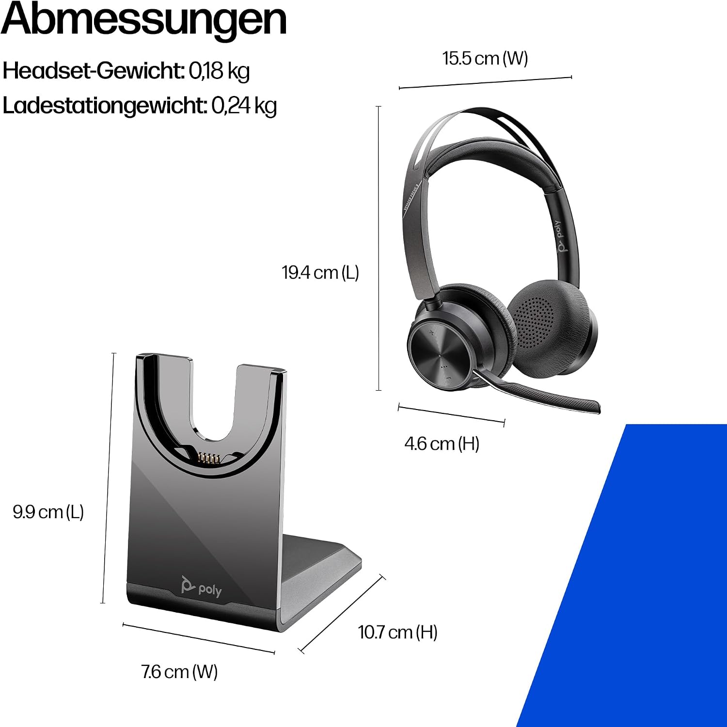 Thumbnail 5 de Poly Voyager Focus 2 USB-C Headset mit Ladestation – Bluetooth, ANC und Acoustic Fence