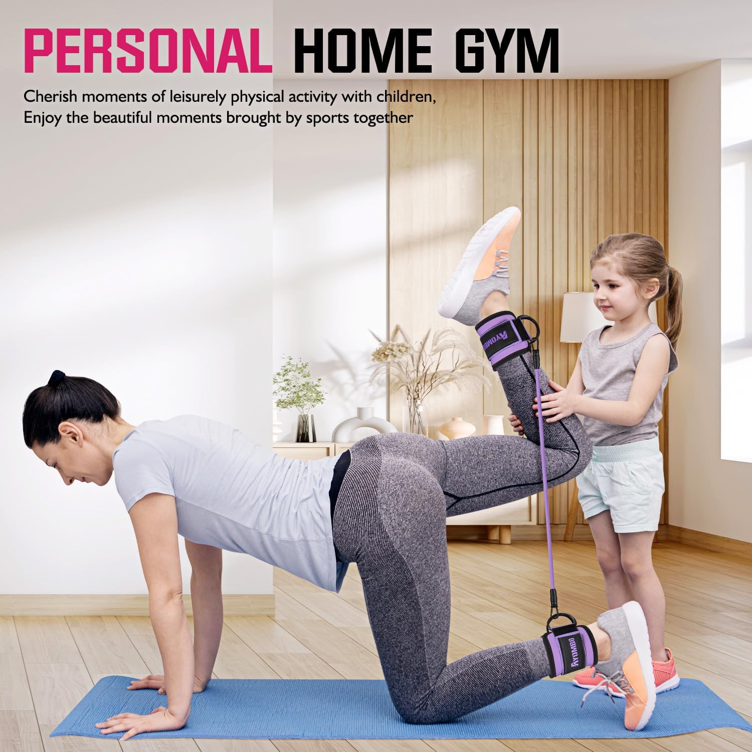 Detalle de Ayombo workout equipment home gym Ankle Resistance Bands with Cuffs, 3 Levels