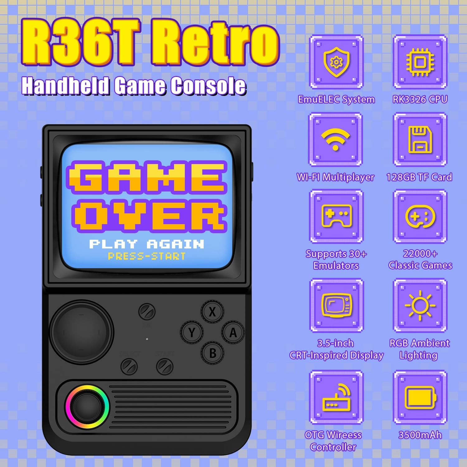 Thumbnail 1 de R36T Retro Gaming Console (3.5'' IPS) — CRT-Inspired Handheld with 64GB & 18,000+ Classic Games