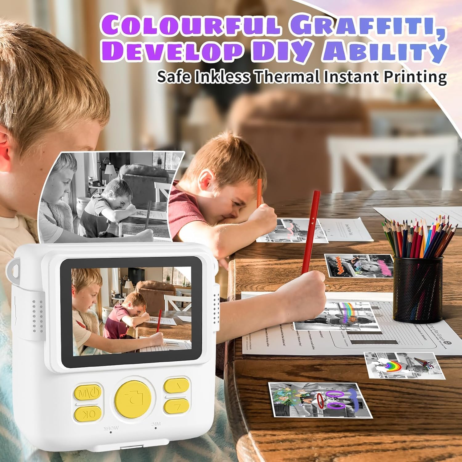 Thumbnail 3 de Instant Print Camera Kids Camera 1080P with 32G SD Card