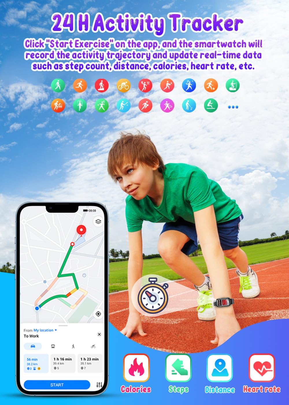 Thumbnail 2 de Reloj Inteligente Niños 1,47" TFT con SpO2 200mAh