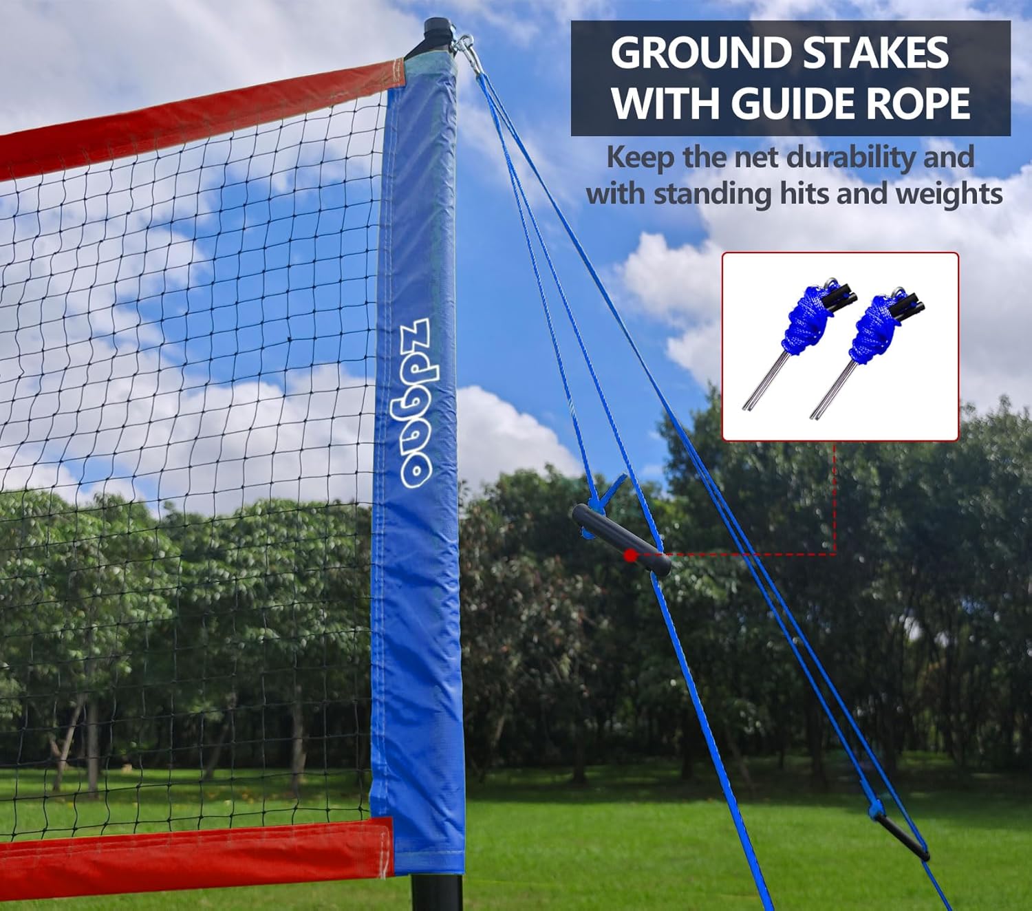 Thumbnail 4 de Zdgao Volleyball and Badminton Combo Set for Backyard — 20FT/32FT Net, Adjustable Poles, 6-Piece Steel Frame, Includes Balls, Rackets, Shuttlecocks, Boundary Line & Carry Bag