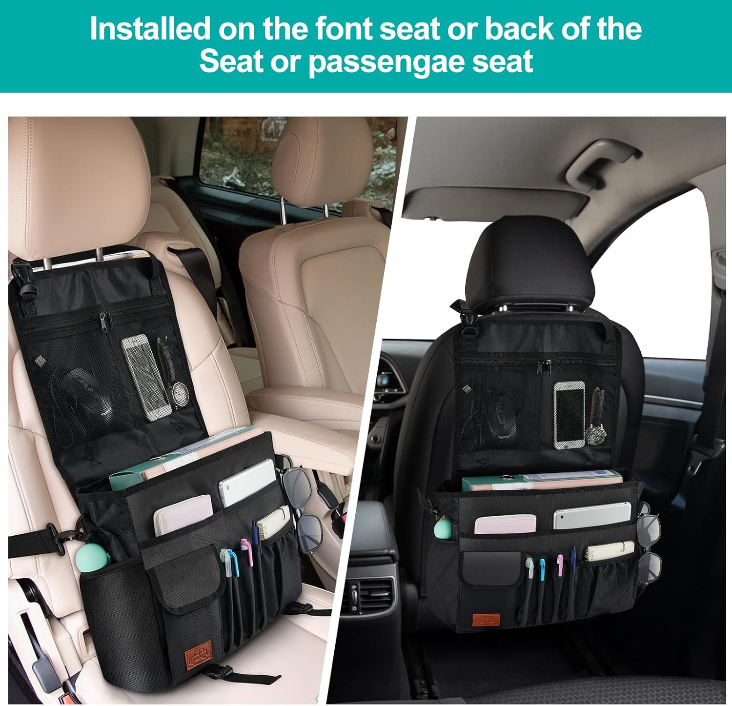 Thumbnail 1 de Eurhomewit Autositz Organizer Vordersitz 2 in 1 – Laptopfach, Schwarz