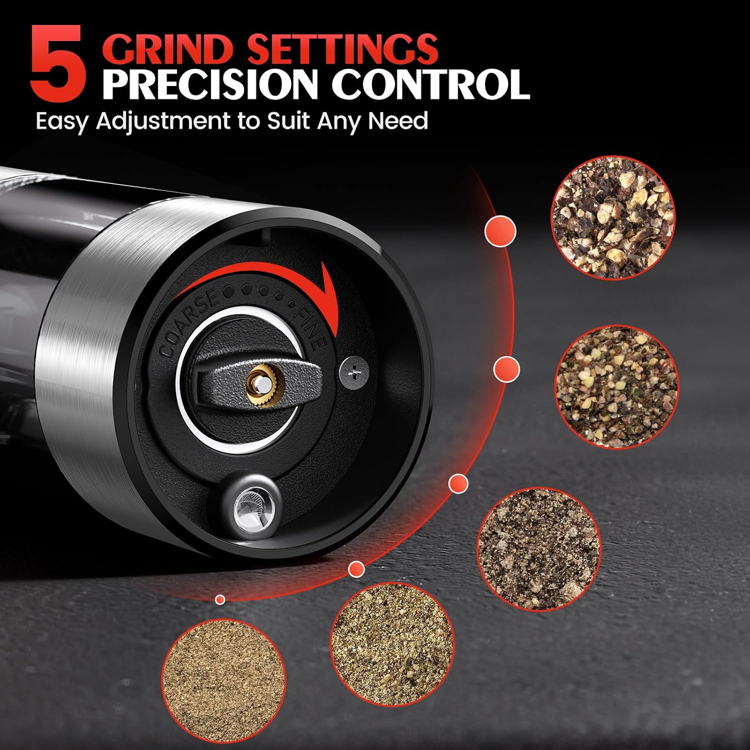 Detalle 2 de Electric Salt and Pepper Grinder, Stainless Steel