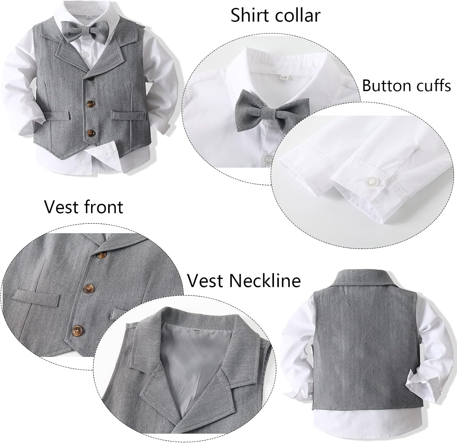 Detalle de Kimocat Baby Boy Formal Outfit, 3-Piece Set