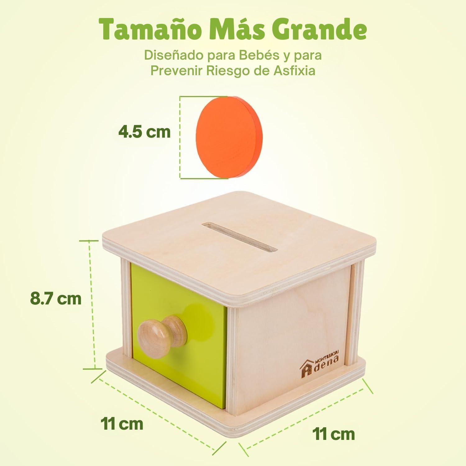 Detalle 2 de Adena Montessori Coin Box wooden toy for 6‑12 months